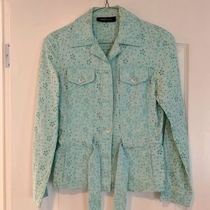 Eyelet jacket with sash belt